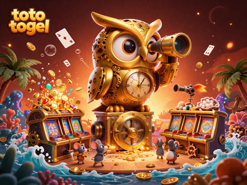 Engage in thrilling toto togel action with a vibrant casino scene featuring colorful characters and dynamic game elements.