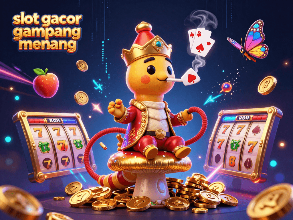Experience slot gacor gampang menang excitement with vibrant symbols and captivating characters in this dynamic illustration.