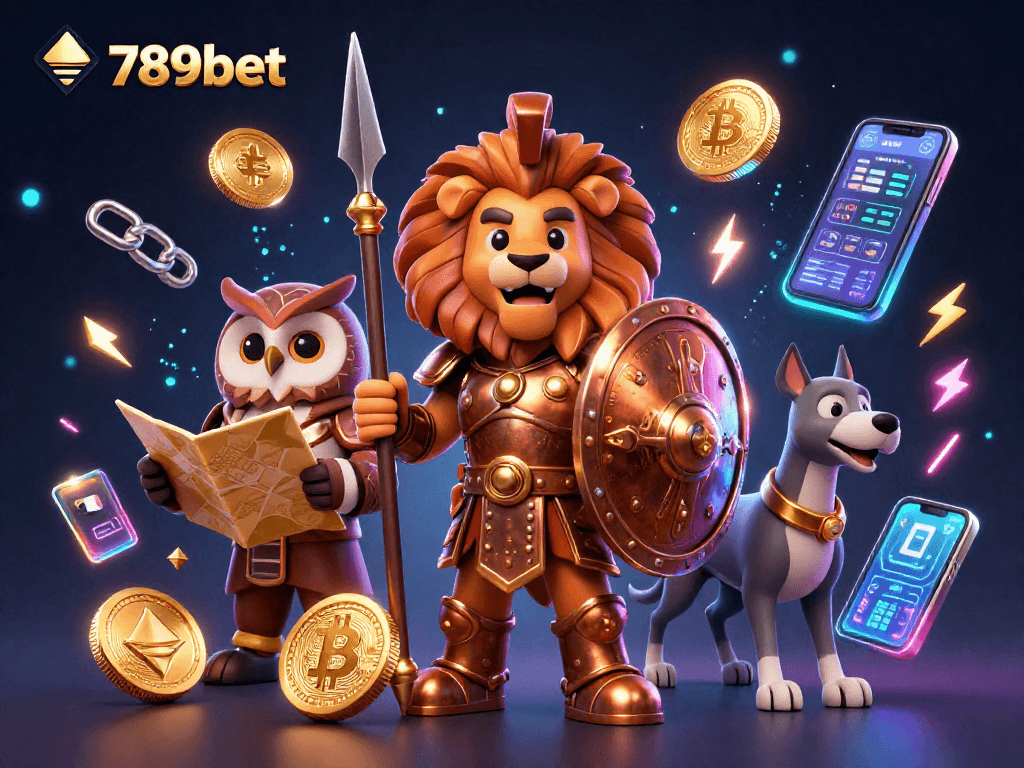 Experience winning strategies at 789bet with vibrant 3D gambling scene featuring crypto coins and action elements.