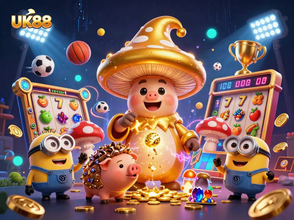 Experience thrilling slot games with UK88's famous golden mushroom wizard and treasure hunting truffle pig!