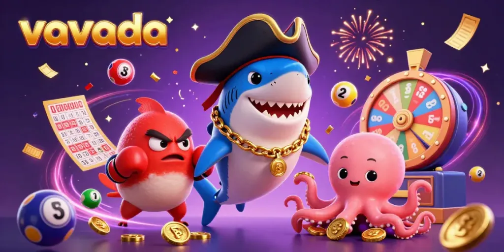Experience thrilling wins at Vavada with a vibrant scene of gaming action featuring cartoon characters and dynamic elements.