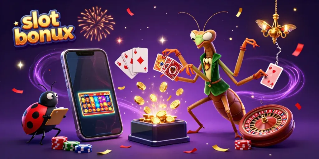 Experience the excitement of slot bonuses with a lively casino scene featuring vibrant characters and dynamic elements.