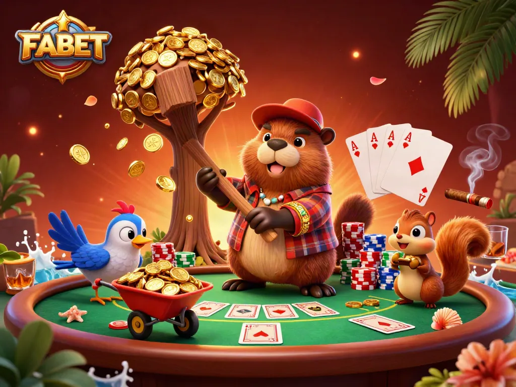 FABET players winning coins at a vibrant casino scene with dynamic elements