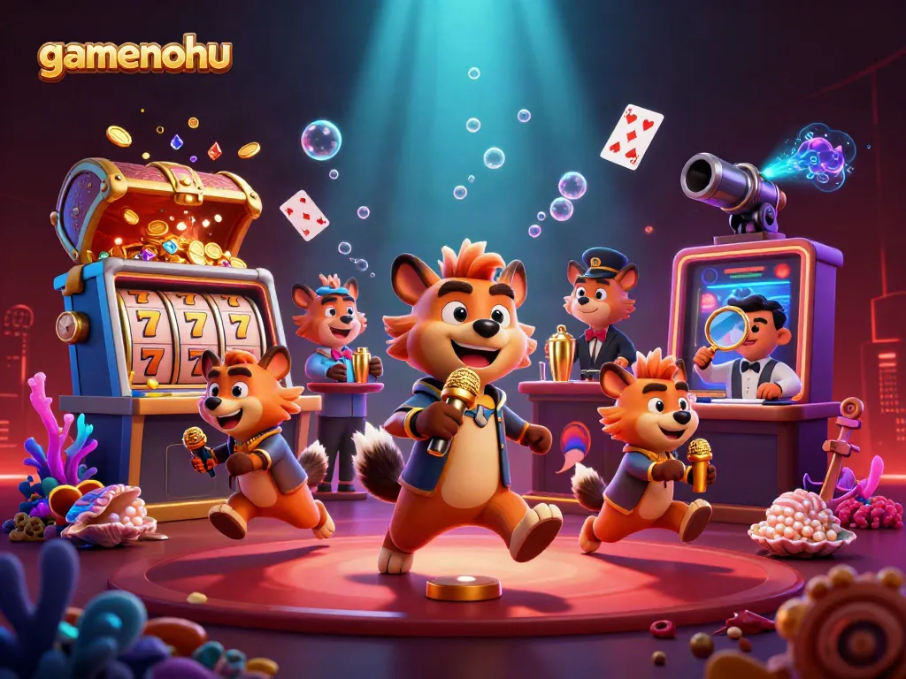 Gamenohu showcases a lively casino scene with hyenas and rich gaming elements, ensuring fun and excitement.