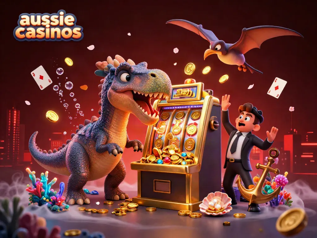 Aussie casinos feature vibrant characters and golden rewards in an exciting casino scene