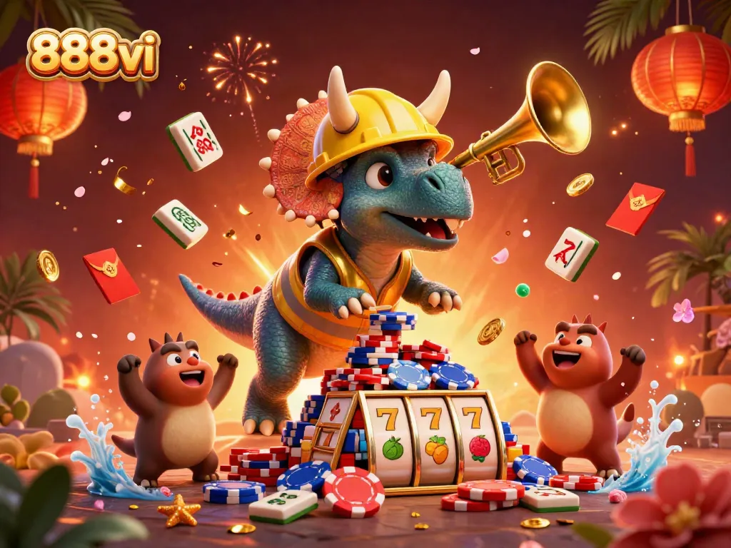 Experience the vibrant celebration of 888vi casino gaming with cheerful visuals and exciting elements.