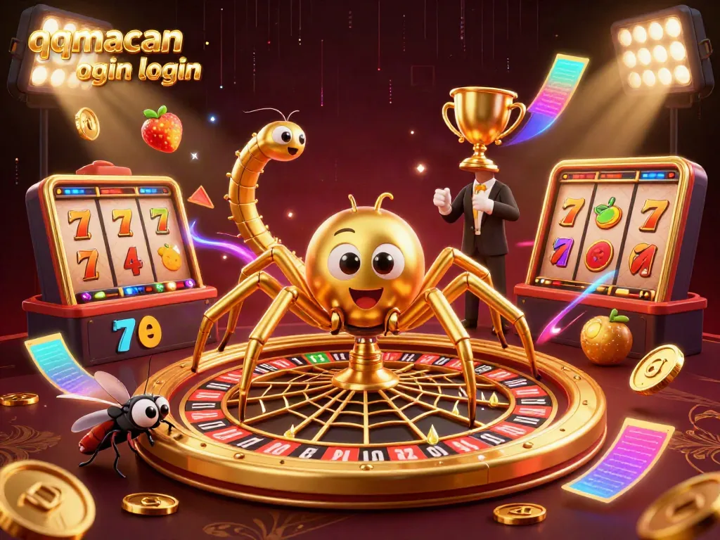 Place your bets securely with the qqmacan login, featuring engaging casino elements and vibrant characters.