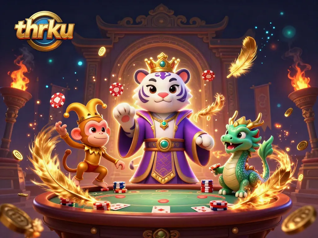 Thrku offers an exciting gaming experience with vibrant visuals featuring engaging characters in a lively casino scene.