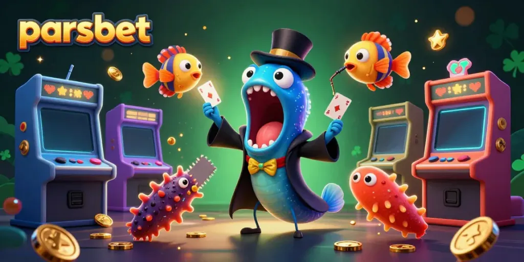 Bettors engaged in a vibrant parsbet casino scene featuring a magical deep-sea act.