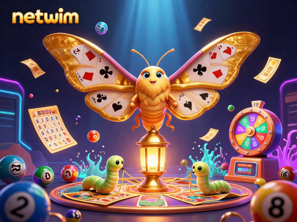Experience netwim as the atlas moth and casino scenes come alive in this vibrant illustration.