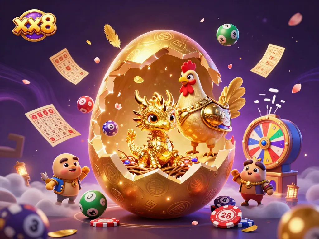 Experience winning moments at the xx8 casino with a baby dragon and golden features amidst vibrant game elements.