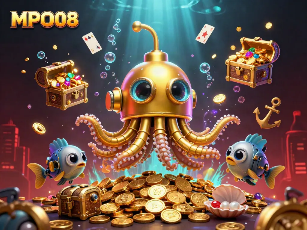 Win big with MPO08 in this vibrant underwater casino adventure filled with gold coins and treasure