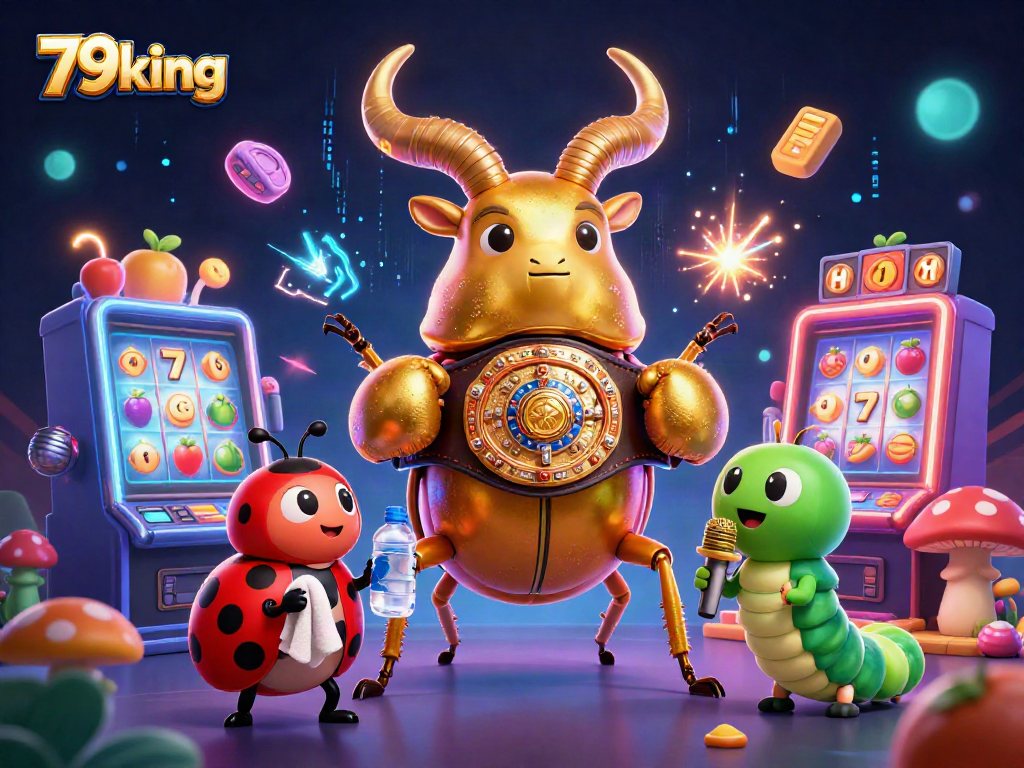 79king enhances slot gaming with a dynamic scene featuring a golden stag beetle champion.
