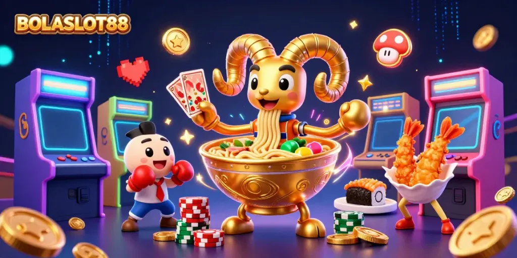 Experience the excitement of BOLASLOT88 with vibrant characters and dynamic casino elements
