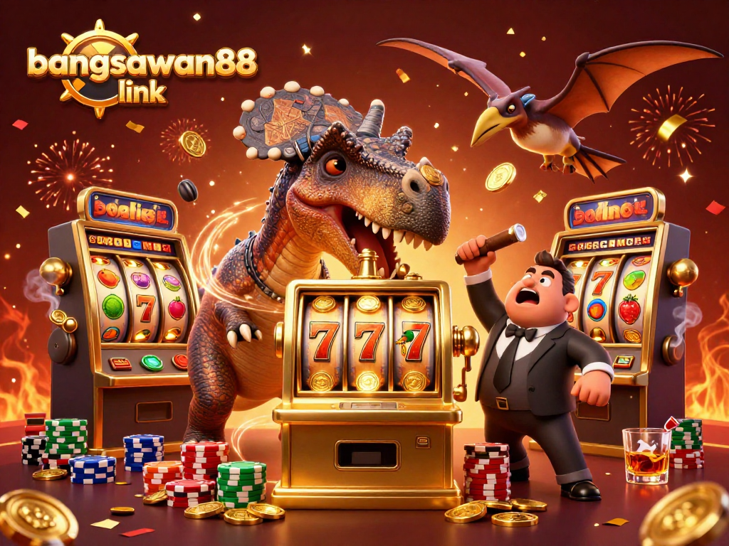 Experience the excitement of bangsawan88 link with a jackpot-winning dinosaur scene!