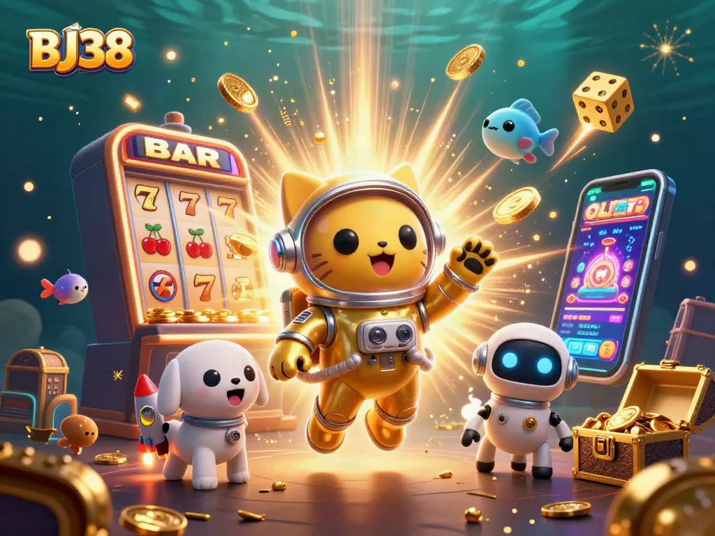 Experience the thrill of BJ38's casino adventure with vibrant characters and exciting slots.