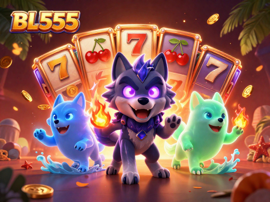 Engage with the thrilling world of slots at BL555 with captivating characters and festive elements.