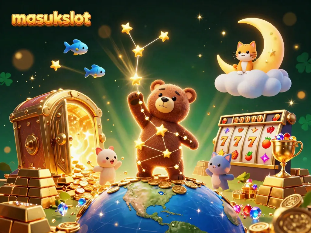 Gali koin di masukslot dengan beruang bintang dan simbol slot yang bersinar.