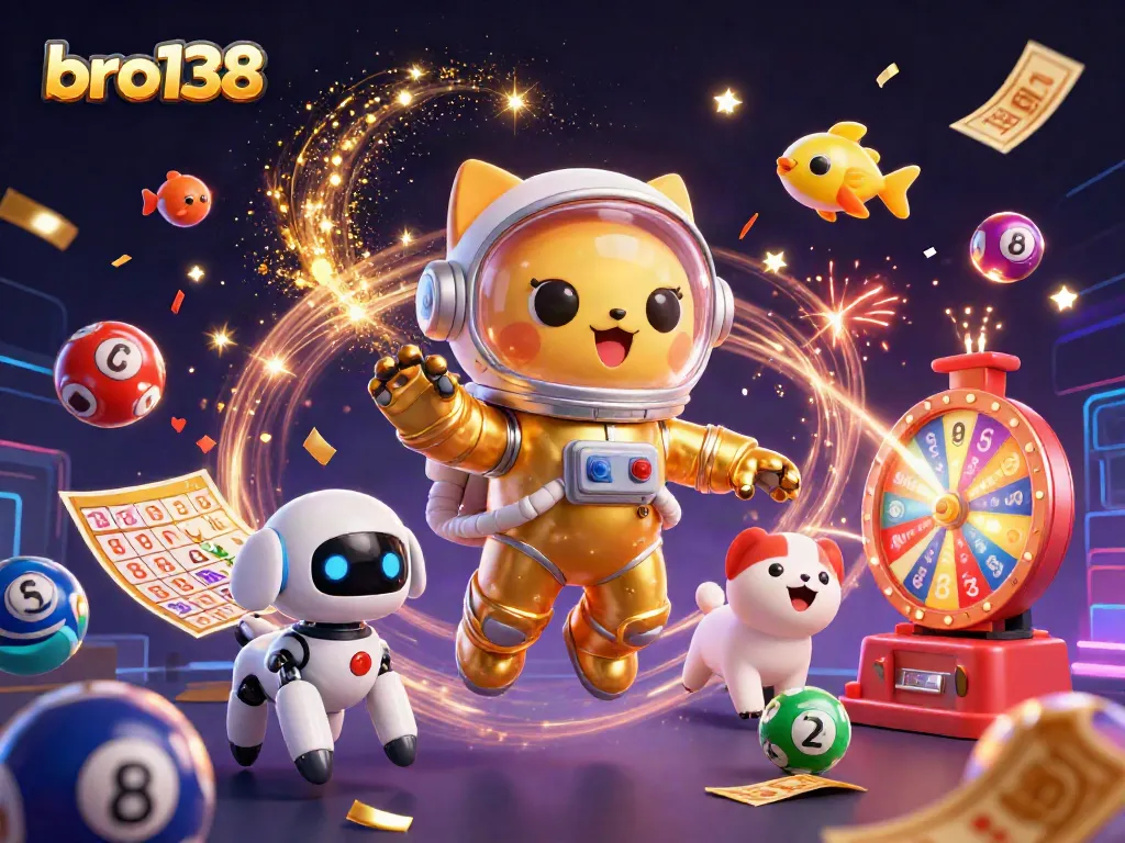 Experience thrilling gameplay with bro138 as the astronaut cat and robot dog explore a vibrant casino universe!