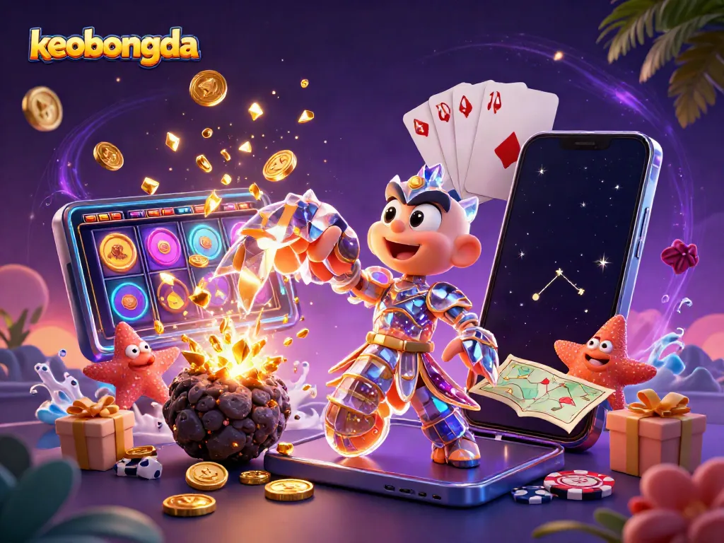 Enhance your winning strategies with keobongda's immersive gambling illustration, showcasing vibrant game elements.