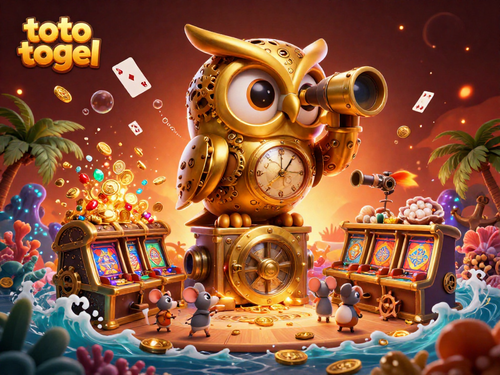 Engage in thrilling toto togel action with a vibrant casino scene featuring colorful characters and dynamic game elements.