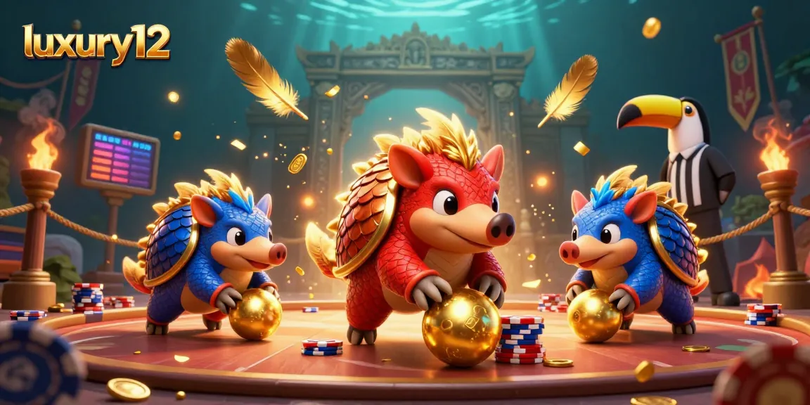 Experience luxury12 with rival pangolins competing in a vibrant casino scene full of energy and excitement.