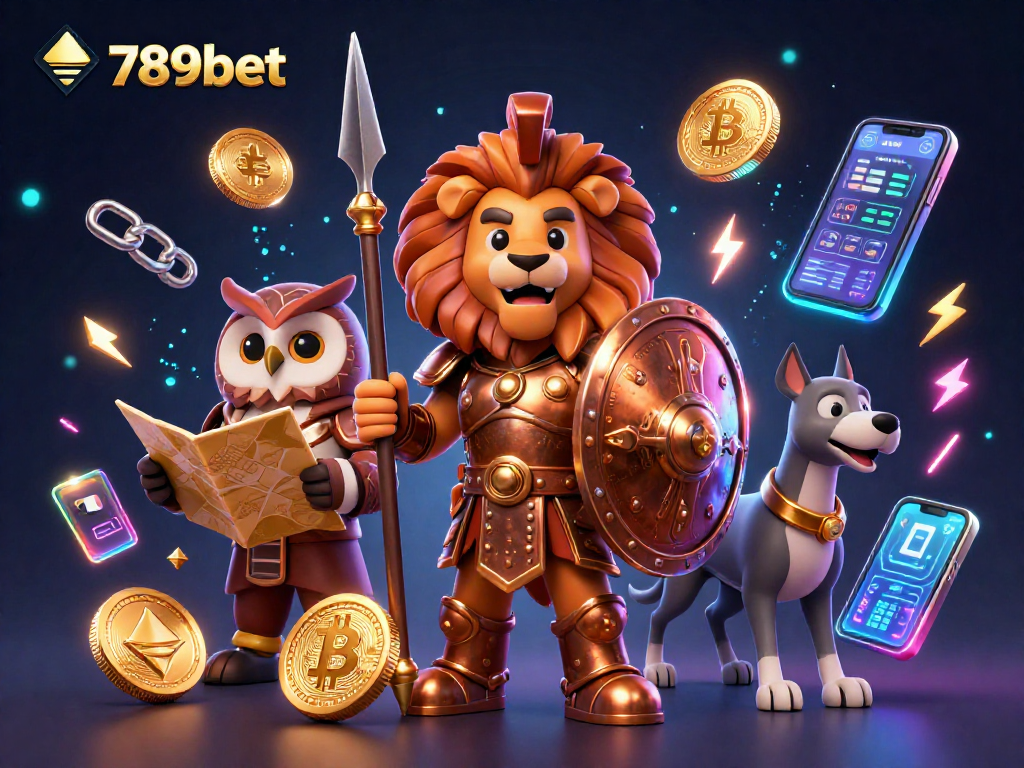 Experience winning strategies at 789bet with vibrant 3D gambling scene featuring crypto coins and action elements.