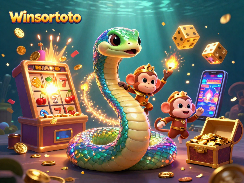 Menang di winsortoto dengan ilustrasi kasino 3D yang penuh warna dan aksi.