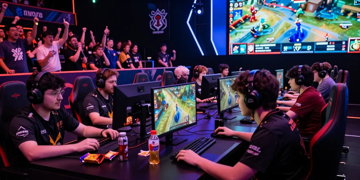 go8 esports competitors intensely focused in a vibrant gaming arena