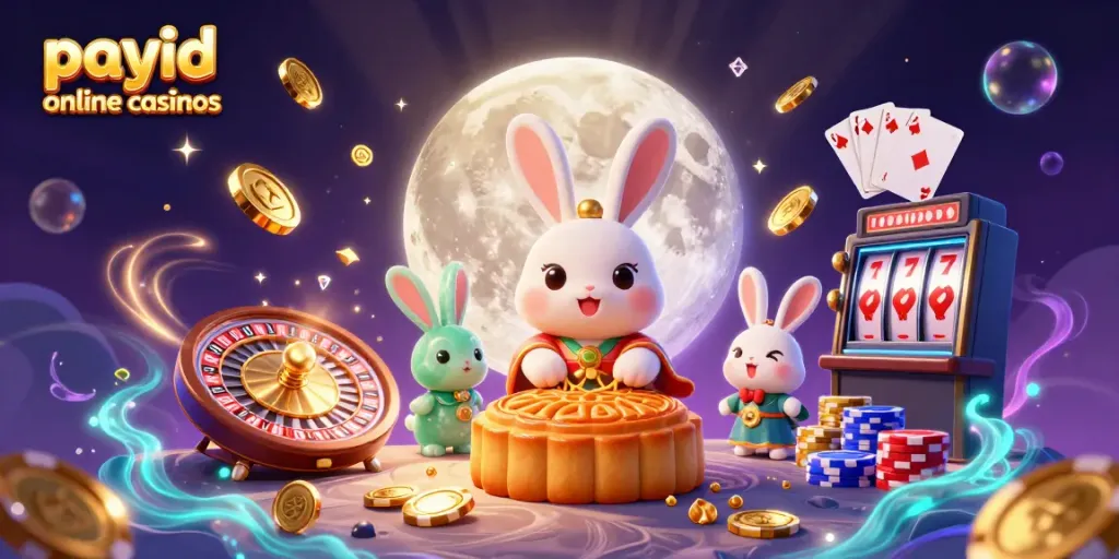 Experience fast-paced action at payid online casinos, featuring moon rabbit characters and vibrant casino elements.
