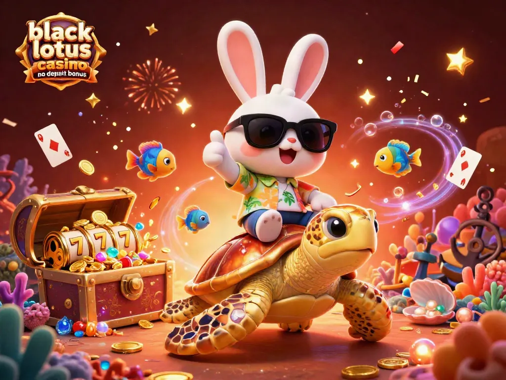 Experience the excitement of the black lotus casino no deposit bonus with a vibrant 3D illustration featuring fun characters.
