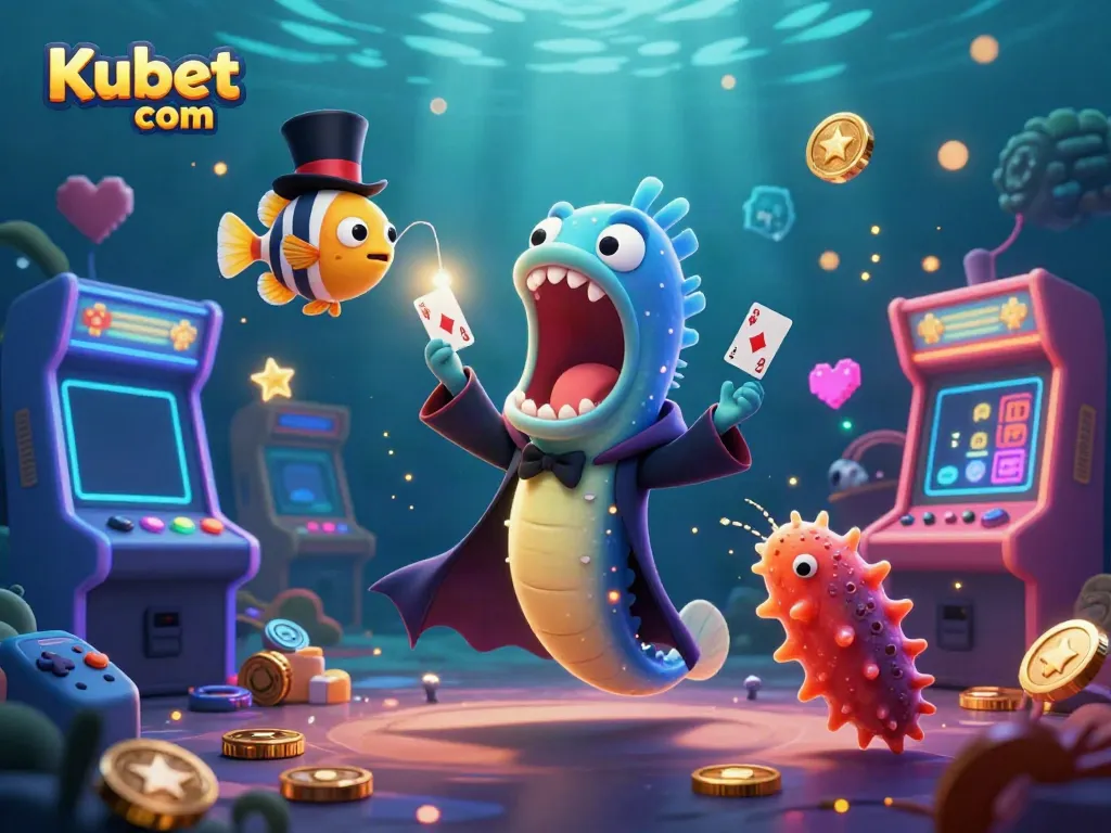Experience magical card tricks with Kubet com in an exciting underwater casino scene.
