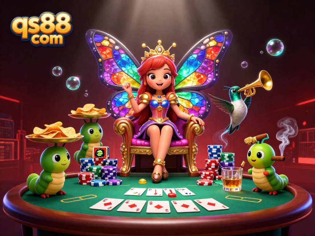 Play exciting poker games at qs88 com with colorful chips, cards, and vibrant casino atmosphere.