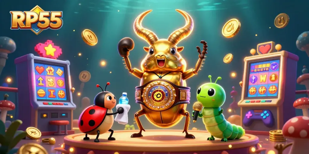 Experience thrilling gameplay in RP55's exciting casino-themed illustration featuring slot machines and engaging characters.