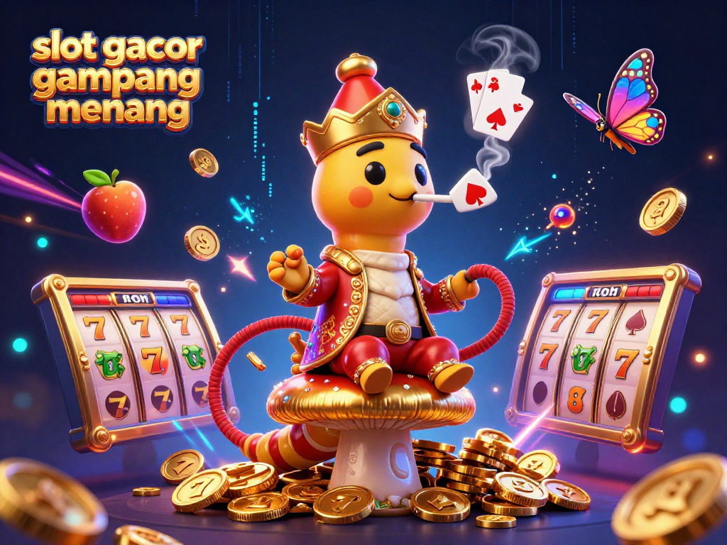 Experience slot gacor gampang menang excitement with vibrant symbols and captivating characters in this dynamic illustration.
