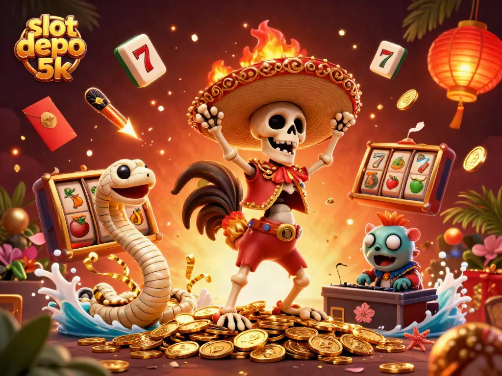 Experience thrilling slot games with slot depo 5k in a vibrant 3D carnival scene.