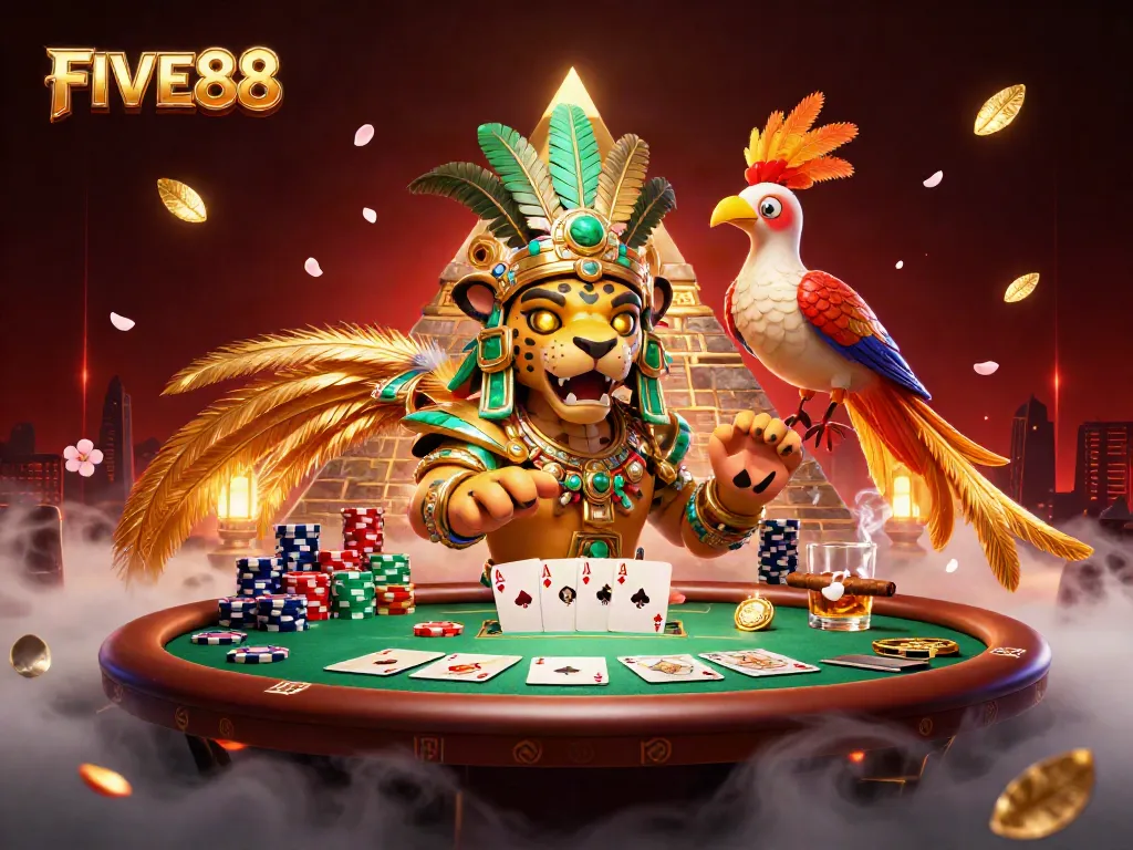 Experience thrilling gameplay with FIVE88's vibrant casino scene featuring poker elements.