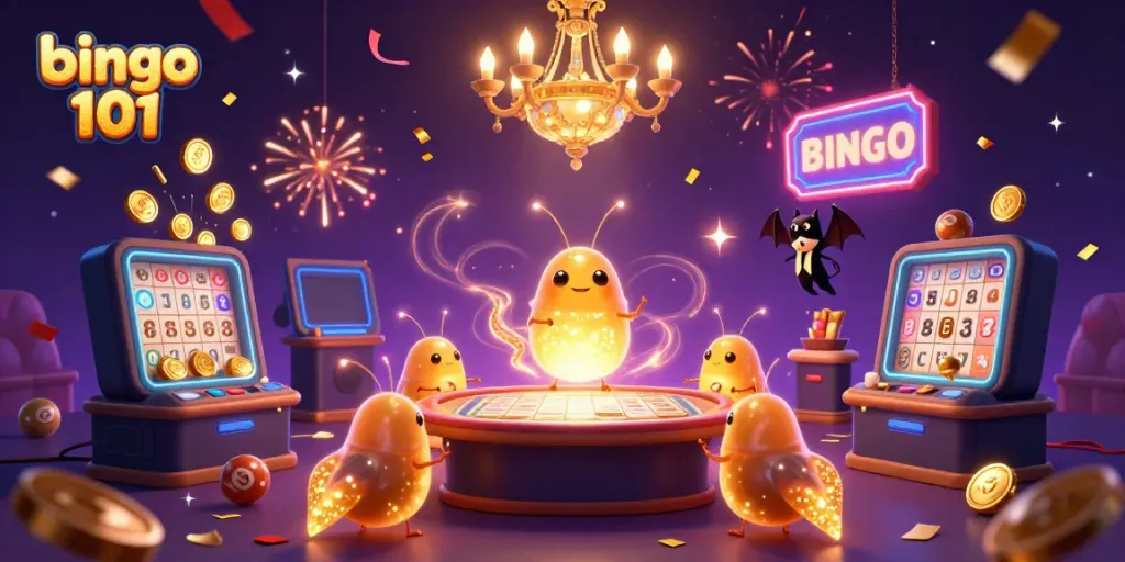 Menangkan permainan bingo 101 dengan suasana meriah yang dihidupkan oleh kunang-kunang dan dealer kelelawar!