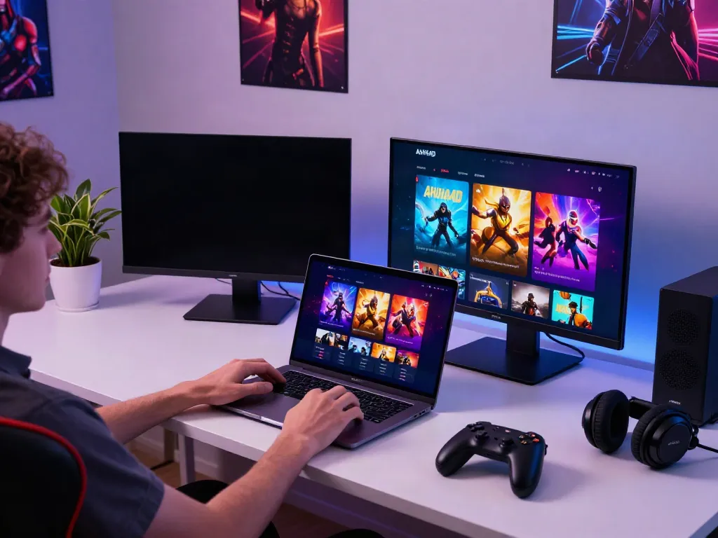 Engaging AHHA4D online gaming platform interface on a modern laptop setup.