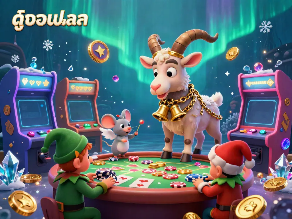 Experience lively sports betting with ดูบอลสด as characters steal poker chips in a festive casino.