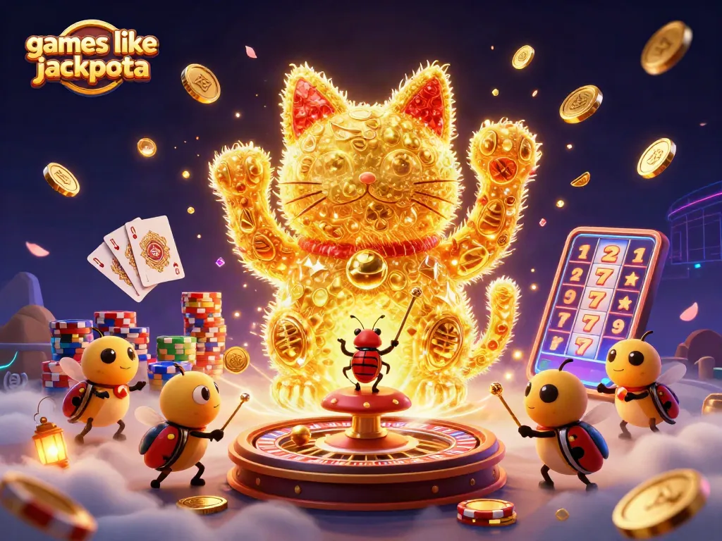 Play exciting games like jackpota, featuring a lucky cat and dynamic casino elements.