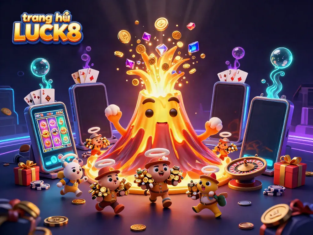 Experience the excitement of interactive gaming at trang chủ LUCK8 with vibrant 3D casino elements.