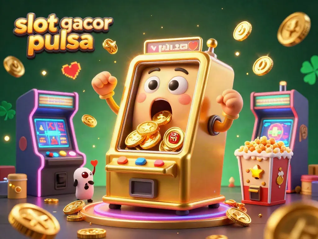 Experience the excitement of slot gacor pulsa with vibrant 3D slot machines winning jackpots and glowing game elements!