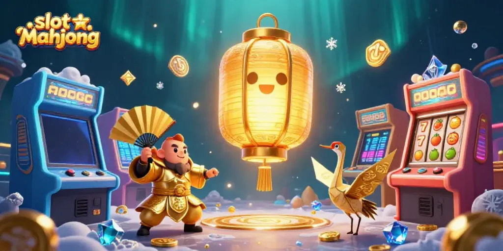 Rasakan keberuntungan bermain slot mahjong dengan simbol keberuntungan dan harta berkilau di kasino malam yang memukau.