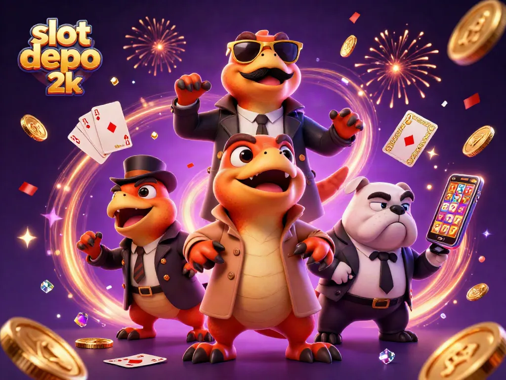 Experience thrilling gameplay with slot depo 2k in a vibrant casino scene filled with gold coins and excitement.