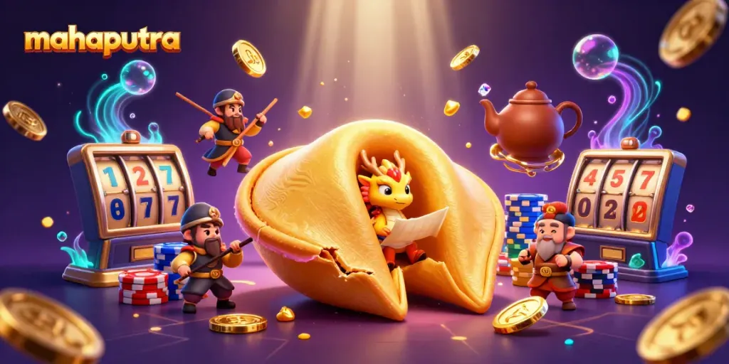 Mahaputra menghadirkan slot machine dengan simbol keberuntungan dan karakter yang penuh warna.